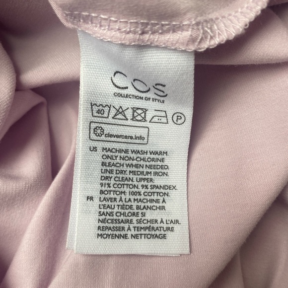 COS Contrast Hem Tent T-shirt Dress Pink Navy A-line Pockets Size Medium - Picture 9 of 11